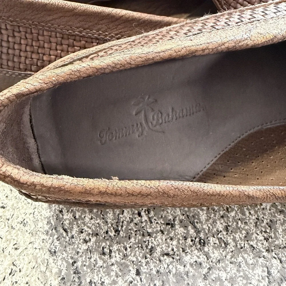 Tommy Bahama Shoes Mens 16 Naples Driver Woven Venetian Brown Slip On Loafers